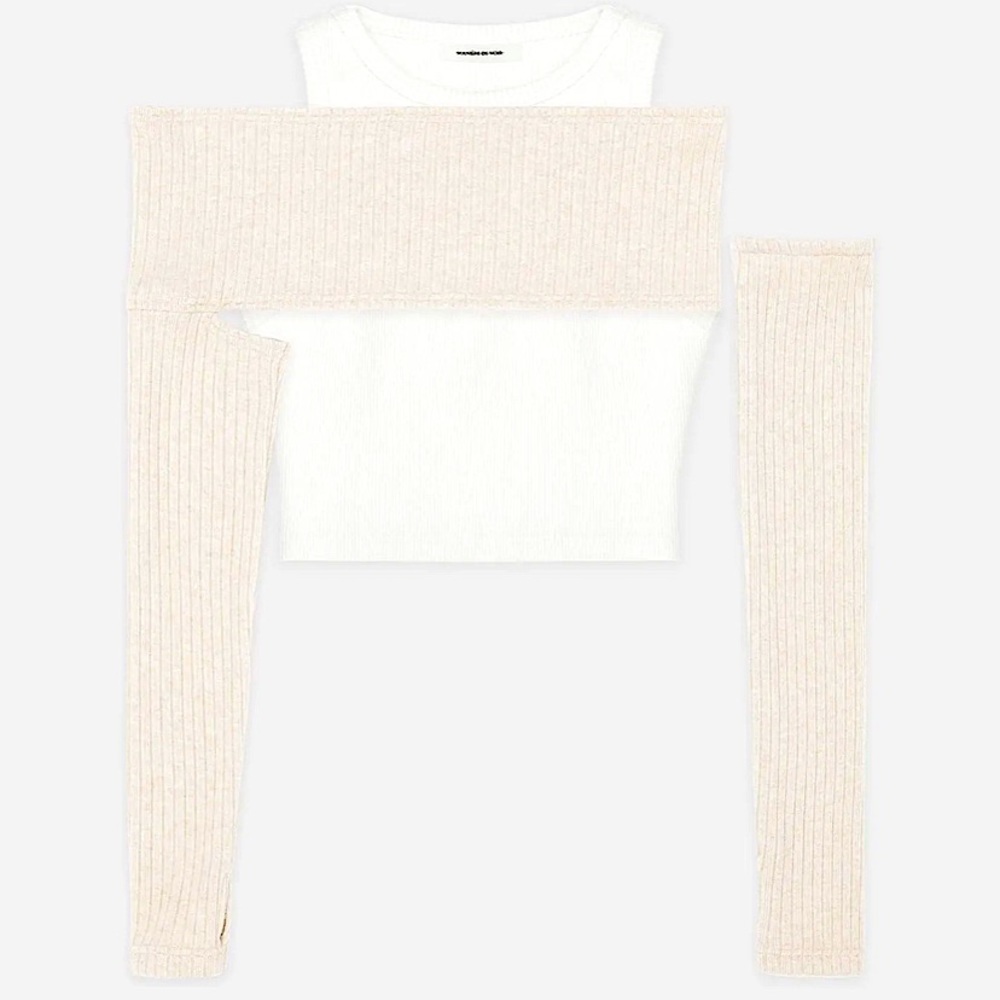 Maniere De Voir Crop Top With Knitted Overlay